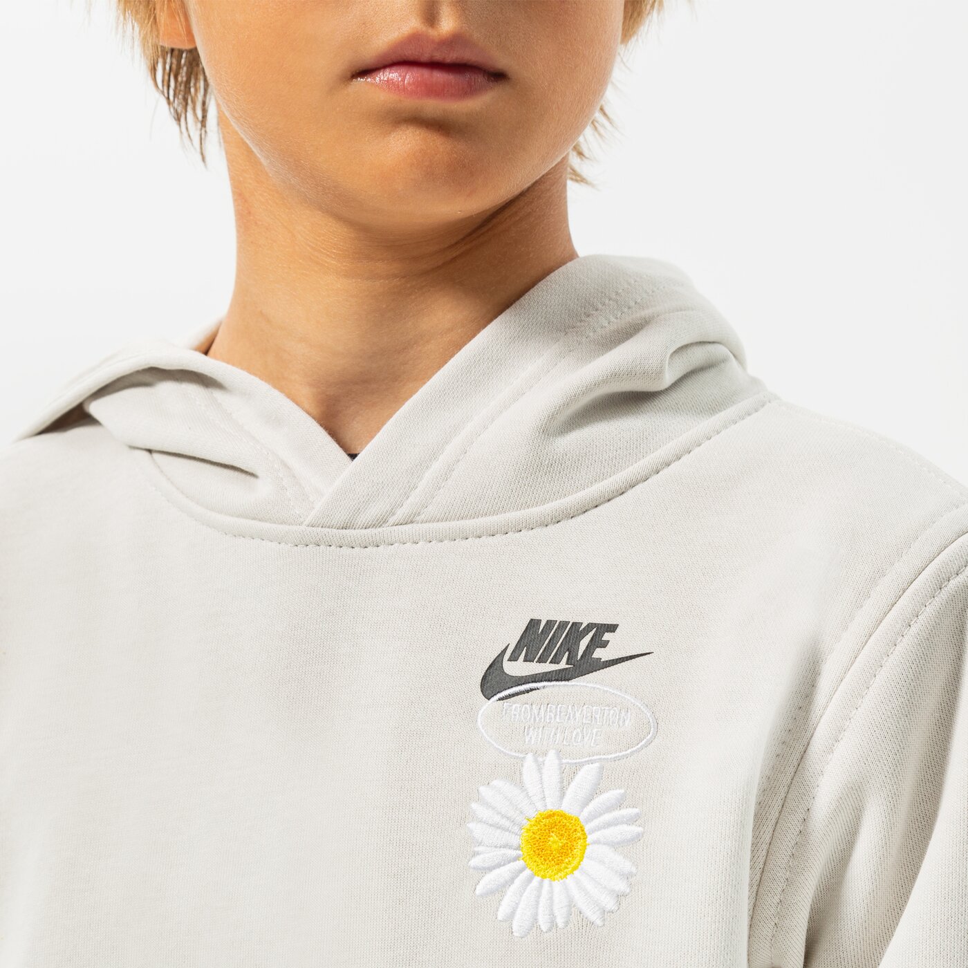 Детски суичър NIKE СУИТЧЪР С КАЧУЛКА B NSW HBR STMNT HOODED PO BOY dm8092-072 цвят бежов