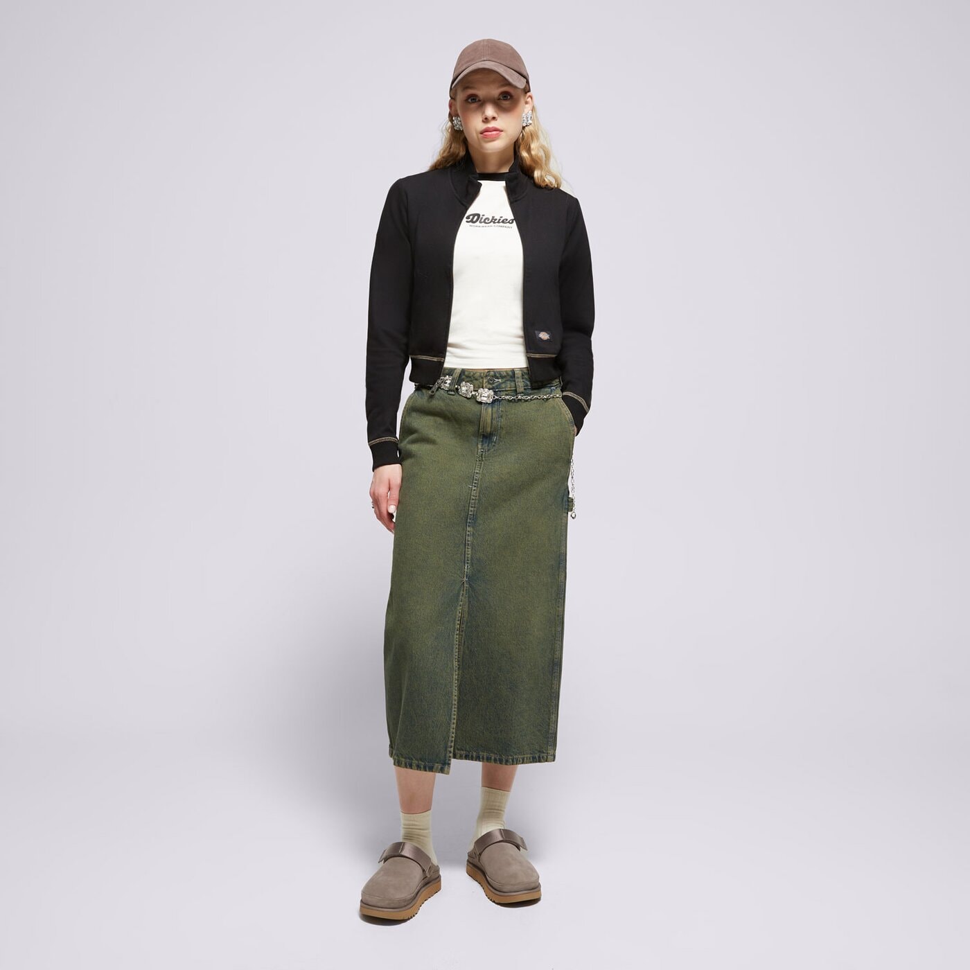 Дамски DICKIES ПОЛА LONG DENIM CARPENTER SKIRT W dk0a866sk571 цвят зелен