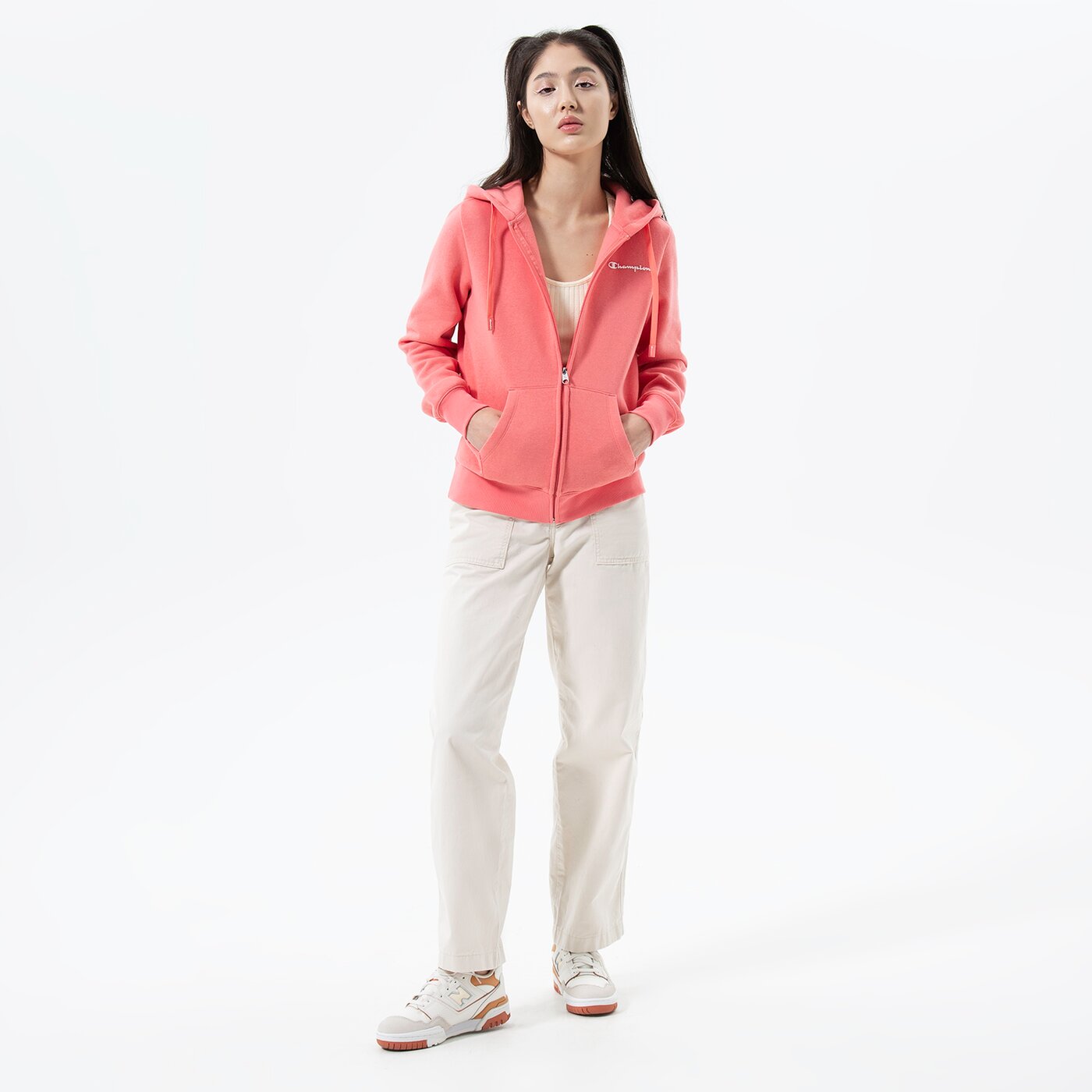 Дамски суичър CHAMPION СУИТЧЪР СЪС ЗАКОПЧАВАНЕ HOODED FULL ZIP 115398ps171 цвят розов