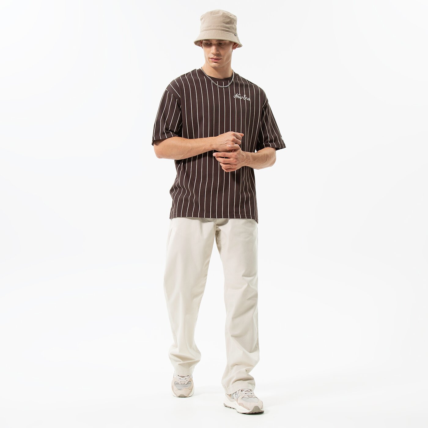 Мъжка тениска NEW ERA ТЕНИСКА OS PINSTRIPE BRWN NEW ERA BRSOFW 60284644 цвят кафяв