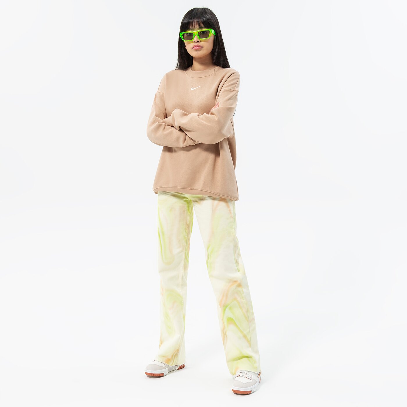 Дамски суичър NIKE СУИТЧЪР W NSW STYLE FLC CREW OS dq5733-200 цвят бежов