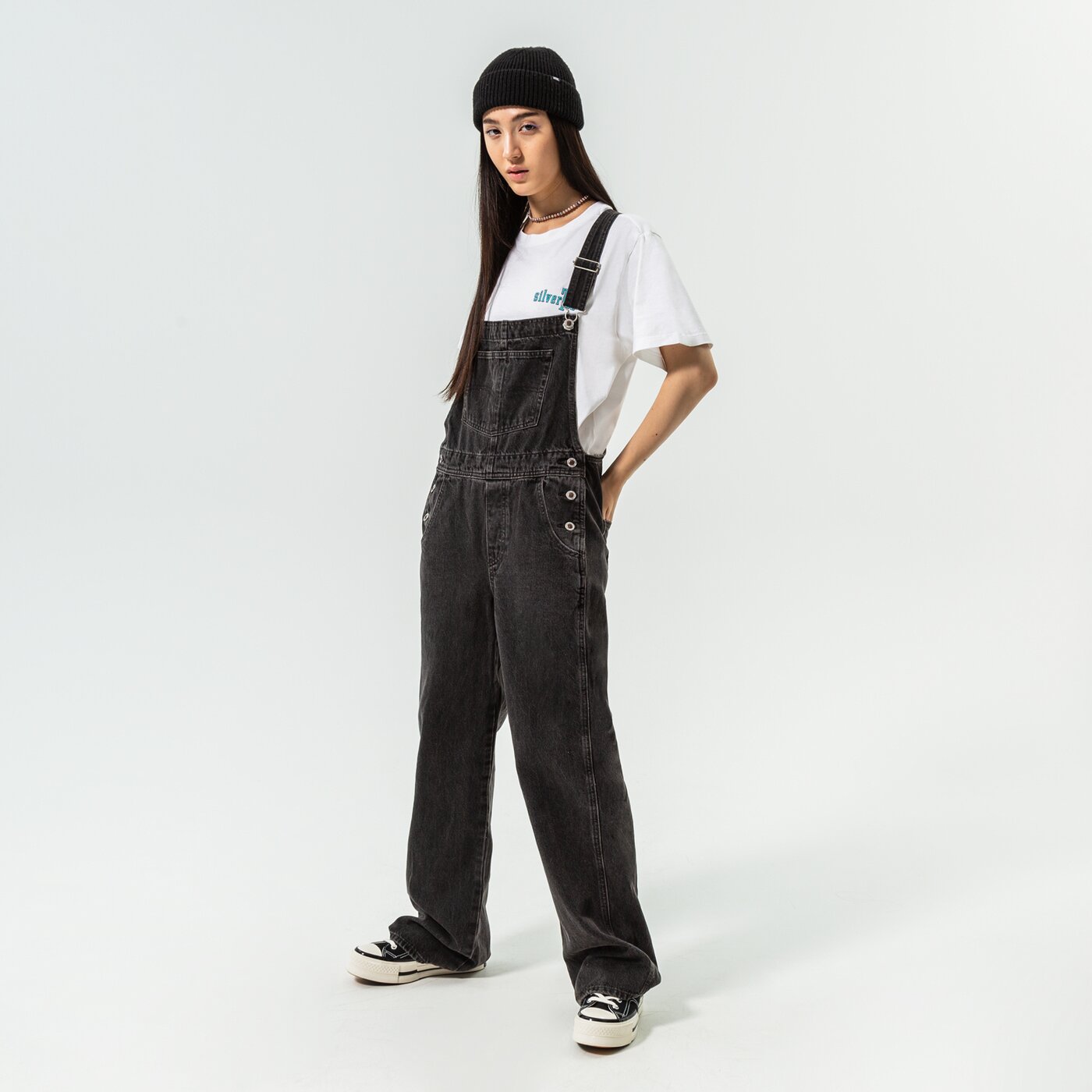 Дамски панталони LEVI'S ПАНТАЛОНИ SILVERTAB OVERALL T3 a3520-0000 цвят черен