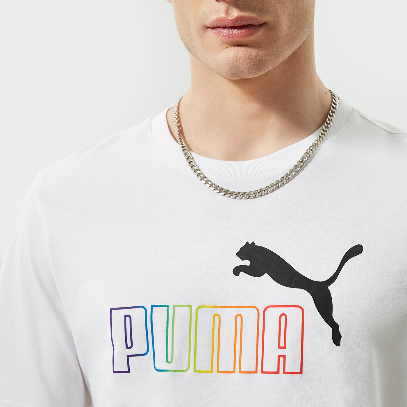 Мъжка тениска PUMA ТЕНИСКА ESS+ RAINBOW TEE 848677 02 цвят бял