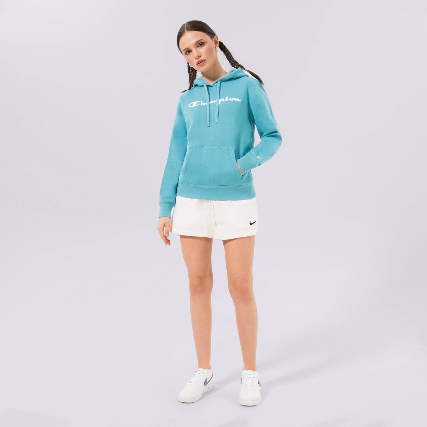Дамски суичър CHAMPION СУИТЧЪР С КАЧУЛКА HOODED SWEATSHIRT 115687bs157 цвят син