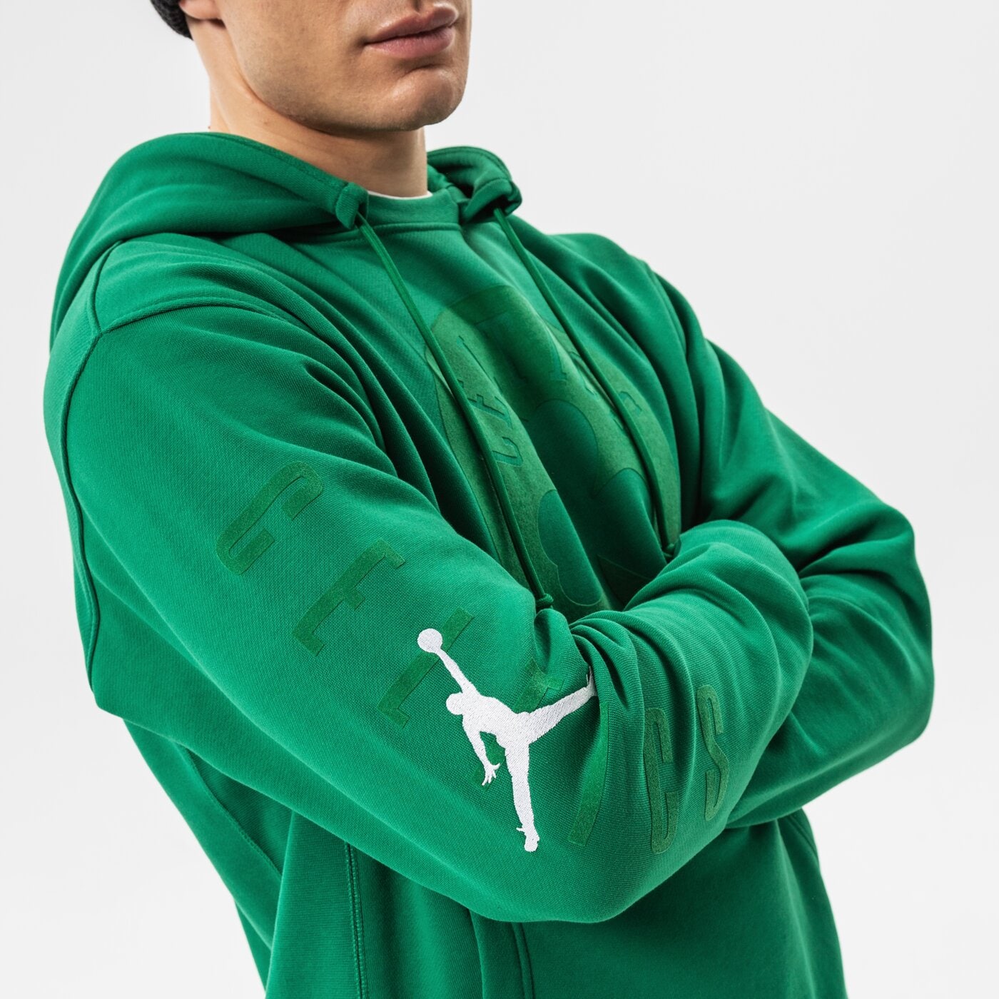 Мъжки суичър NIKE СУИТЧЪР С КАЧУЛКА BOS M NK PO FLC CTS STMT NBA db1518-312 цвят зелен