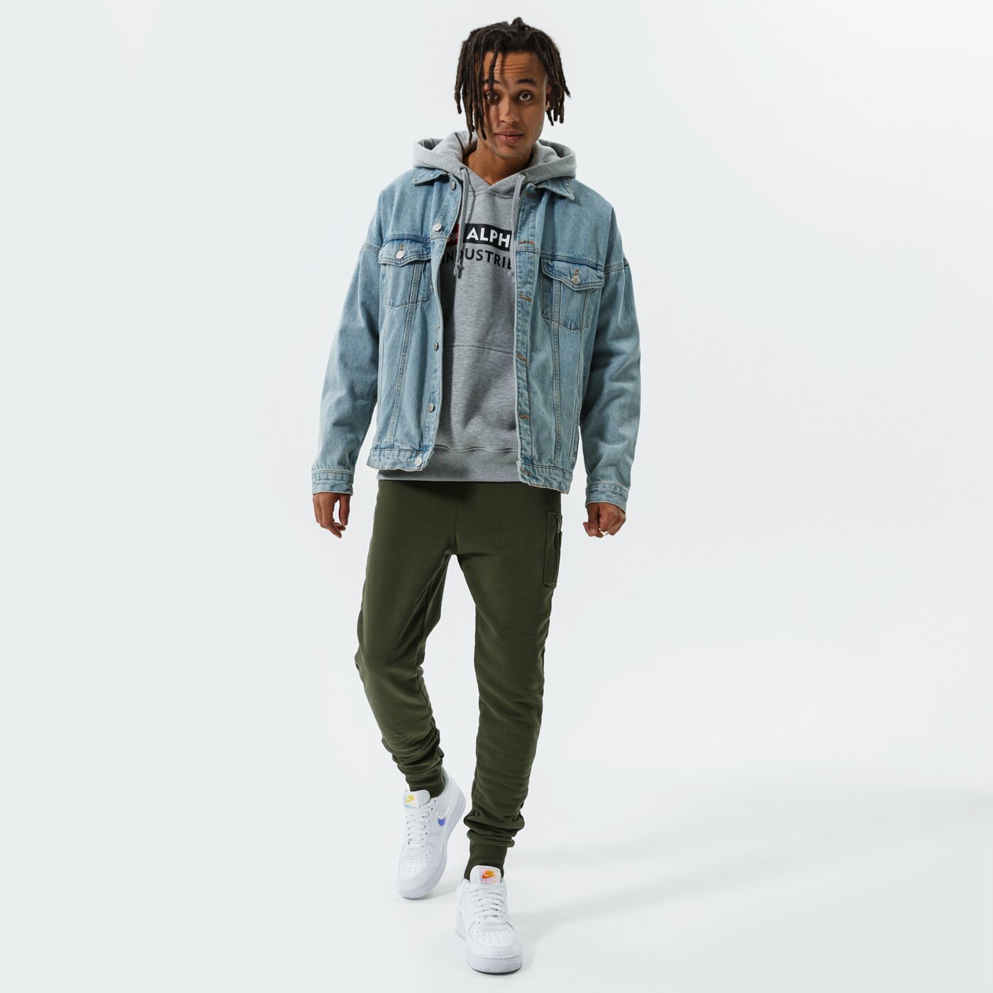 Мъжки суичър ALPHA INDUSTRIES СУИТЧЪР С КАЧУЛКА ALPHA BLOCK LOGO HOODY 118338-17 цвят сив