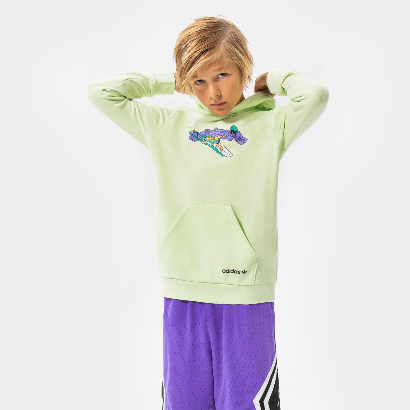 Детски суичър ADIDAS СУИТЧЪР С КАЧУЛКА HOODIE BOY hf7436 цвят зелен