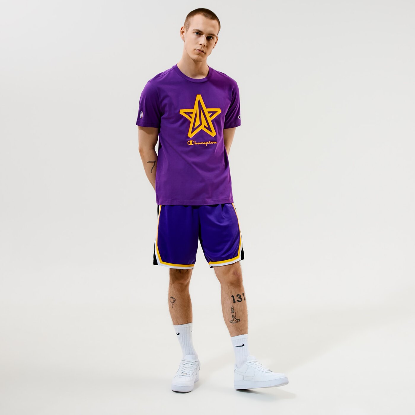 Мъжка тениска CHAMPION ТЕНИСКА CREWNECK ТЕНИСКА 215004vs009 цвят виолетов