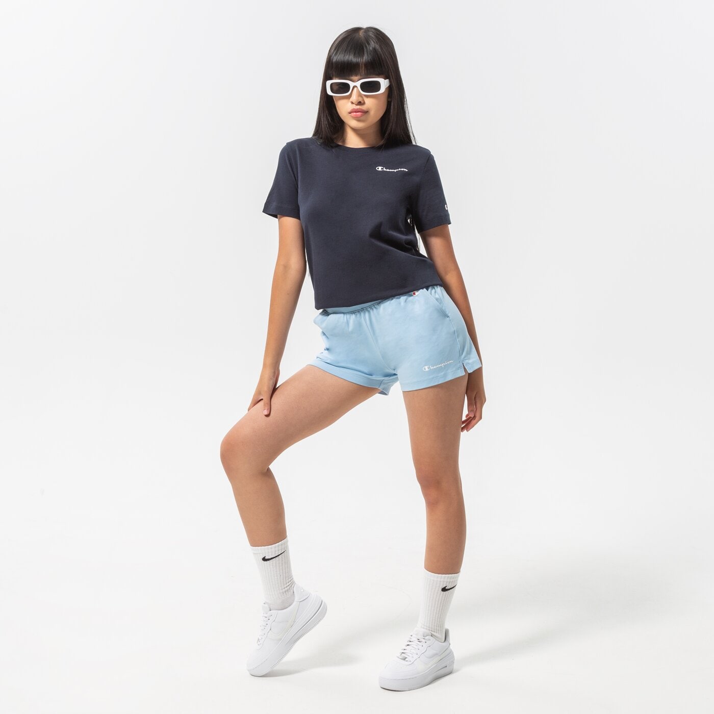 Дамска тениска CHAMPION ТЕНИСКА CREWNECK ТЕНИСКА 114912bs501 цвят тъмносин