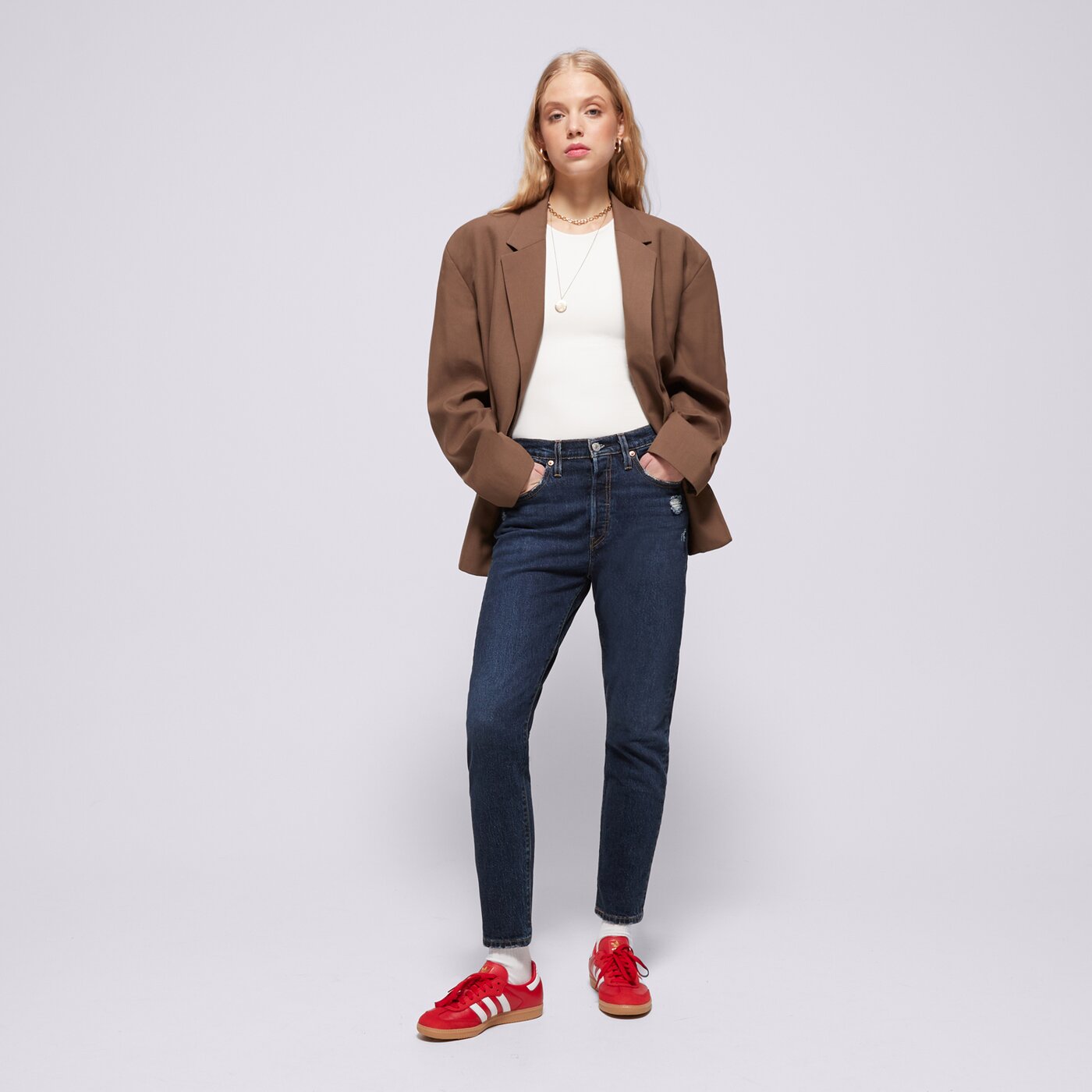 Дамски панталони LEVI'S ПАНТАЛОНИ 501 SKINNY 29502-0201 цвят тъмносин