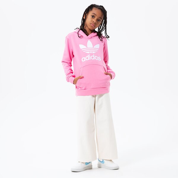 Детски суичър ADIDAS СУИТЧЪР С КАЧУЛКА TREFOIL HOODIE GIRL hk0271 цвят розов