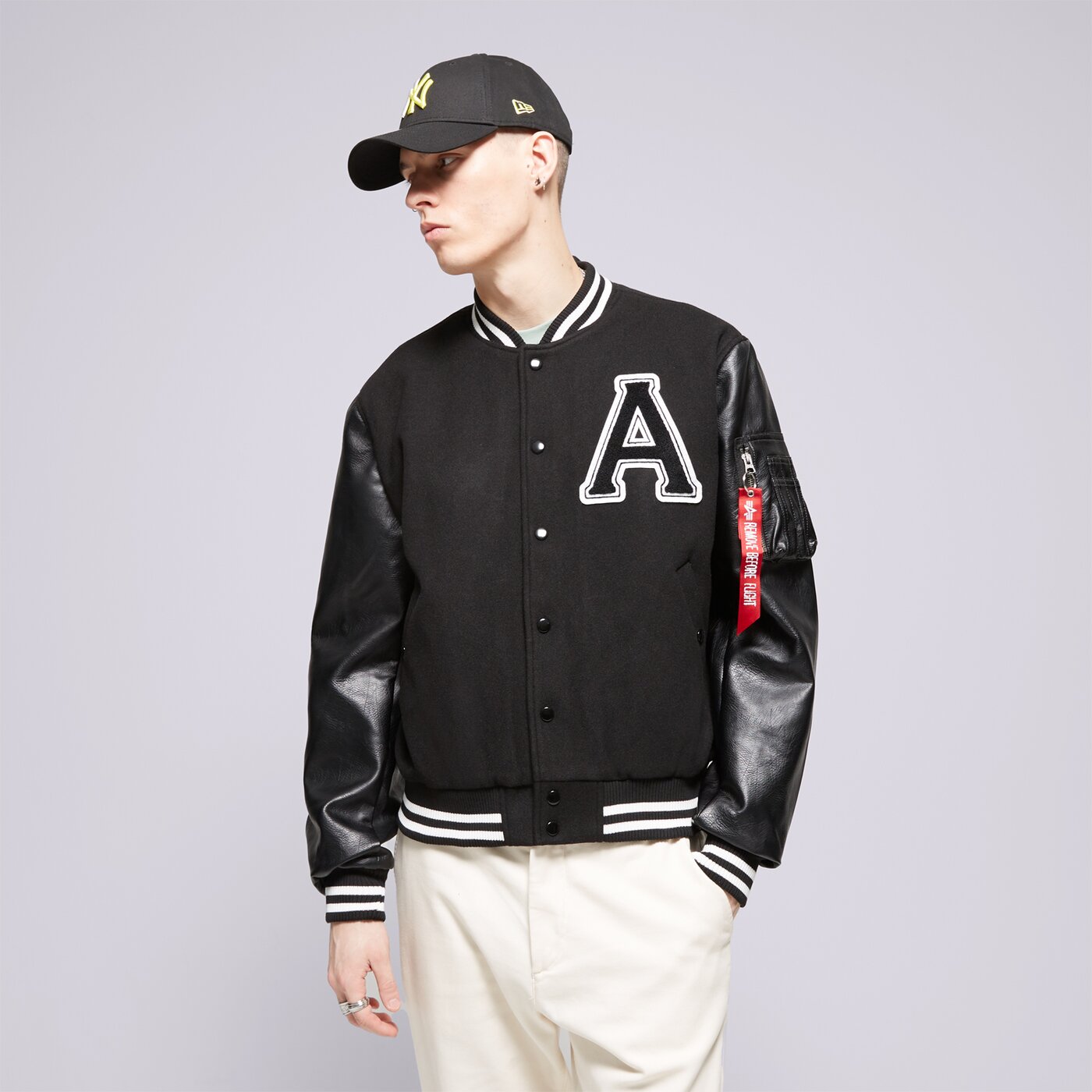 Мъжко преходно яке ALPHA INDUSTRIES ЯКЕ PU COLLEGE JACKET 14611103 цвят черен