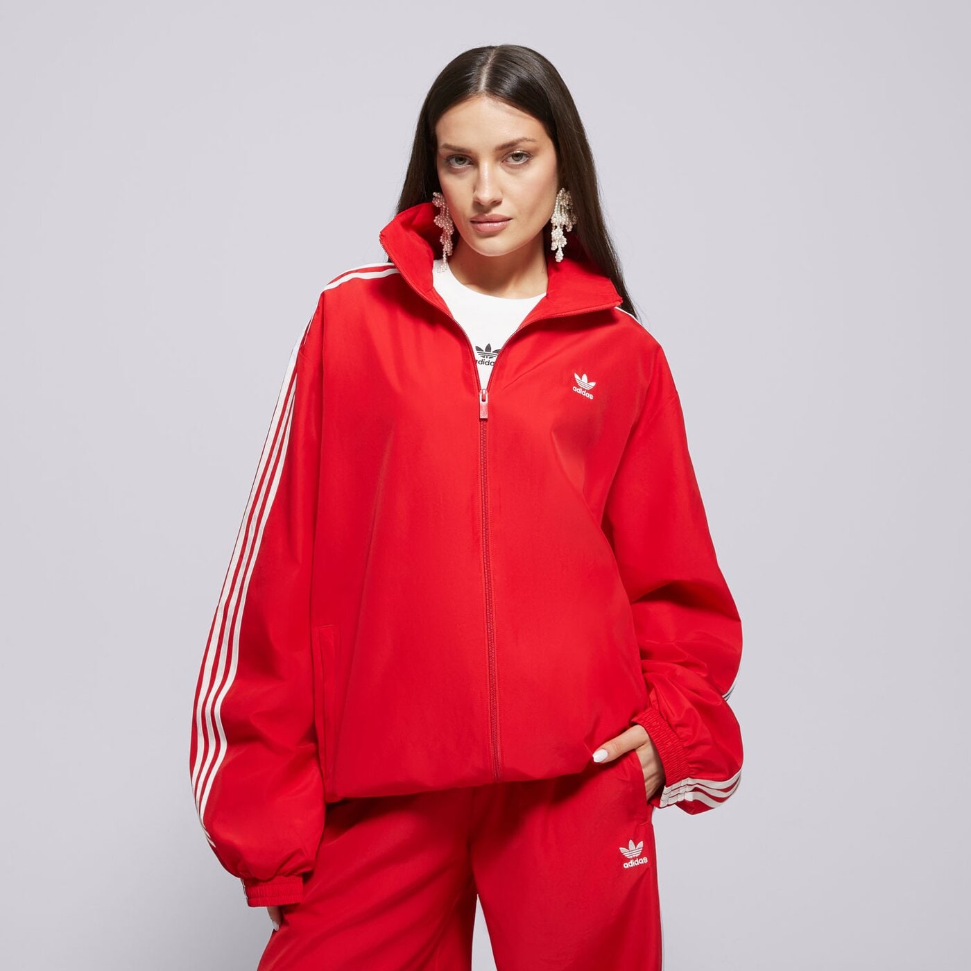 Дамски суичър ADIDAS СУИТЧЪР СЪС ЗАКОПЧАВАНЕ OVERSIZED jd3393 цвят червен