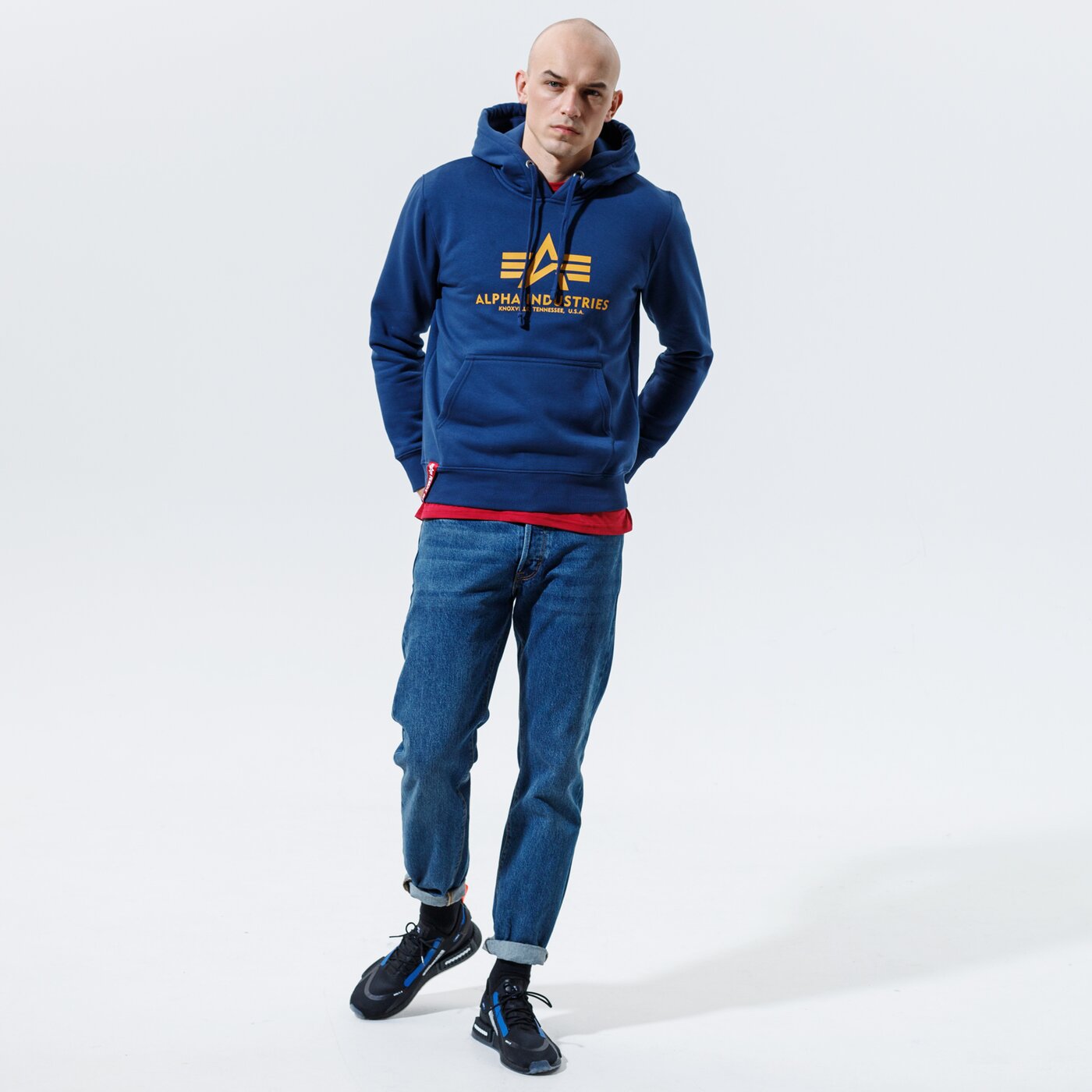 Мъжки суичър ALPHA INDUSTRIES СУИТЧЪР С КАЧУЛКА BASIC HOODY 178312-463 цвят тъмносин