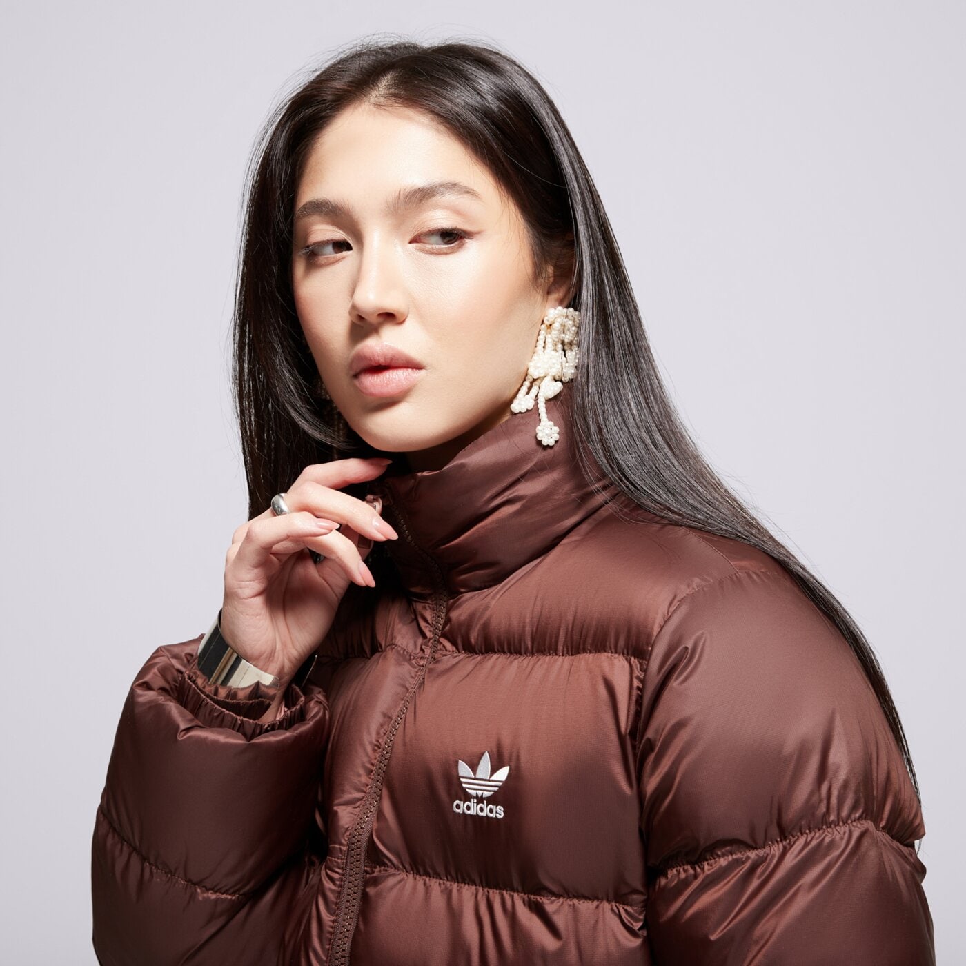 Дамско зимно яке ADIDAS ЯКЕ SHORT PUFFER jx2948 цвят кафяв