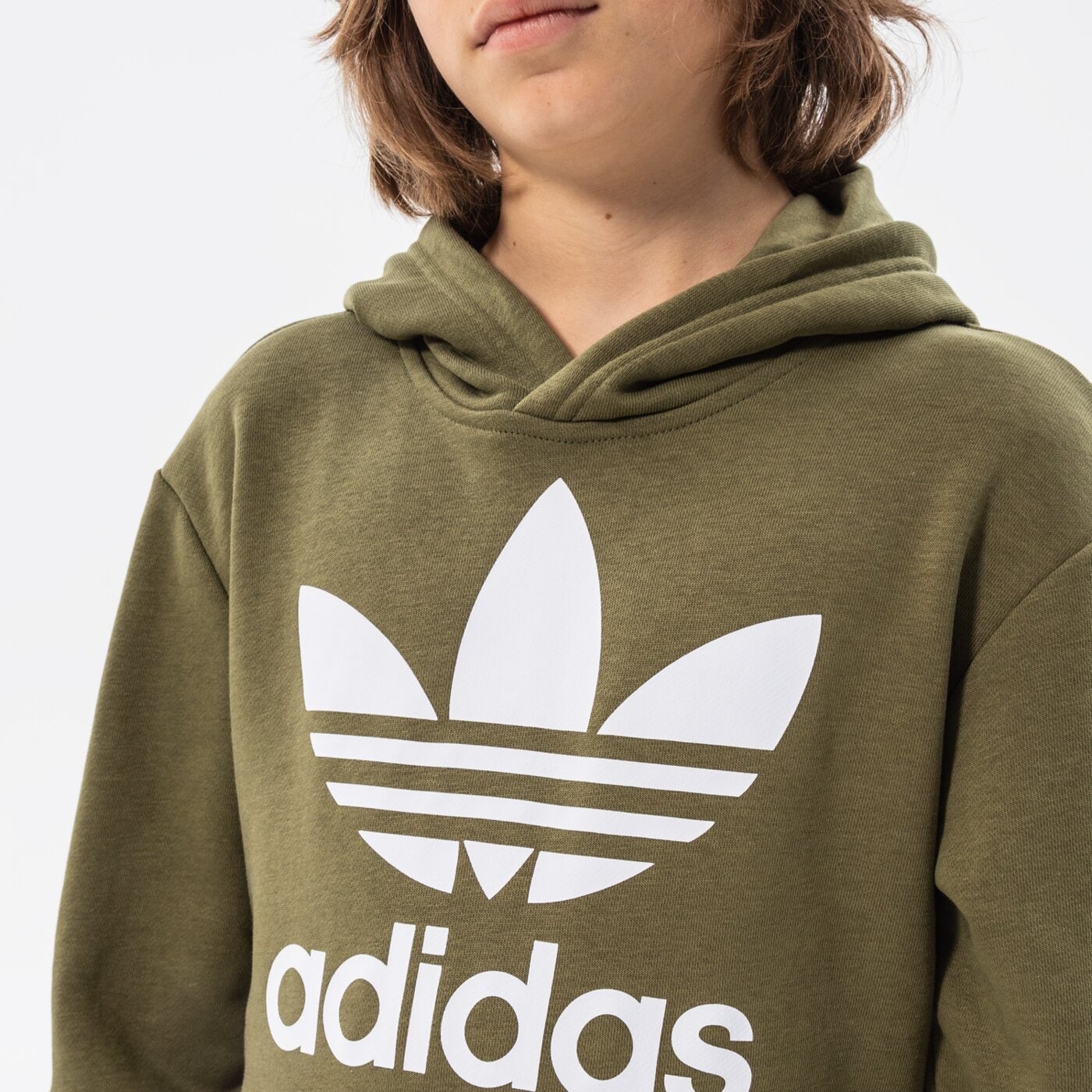 Детски суичър ADIDAS СУИТЧЪР С КАЧУЛКА TREFOIL HOODIE BOY hd2006 цвят каки