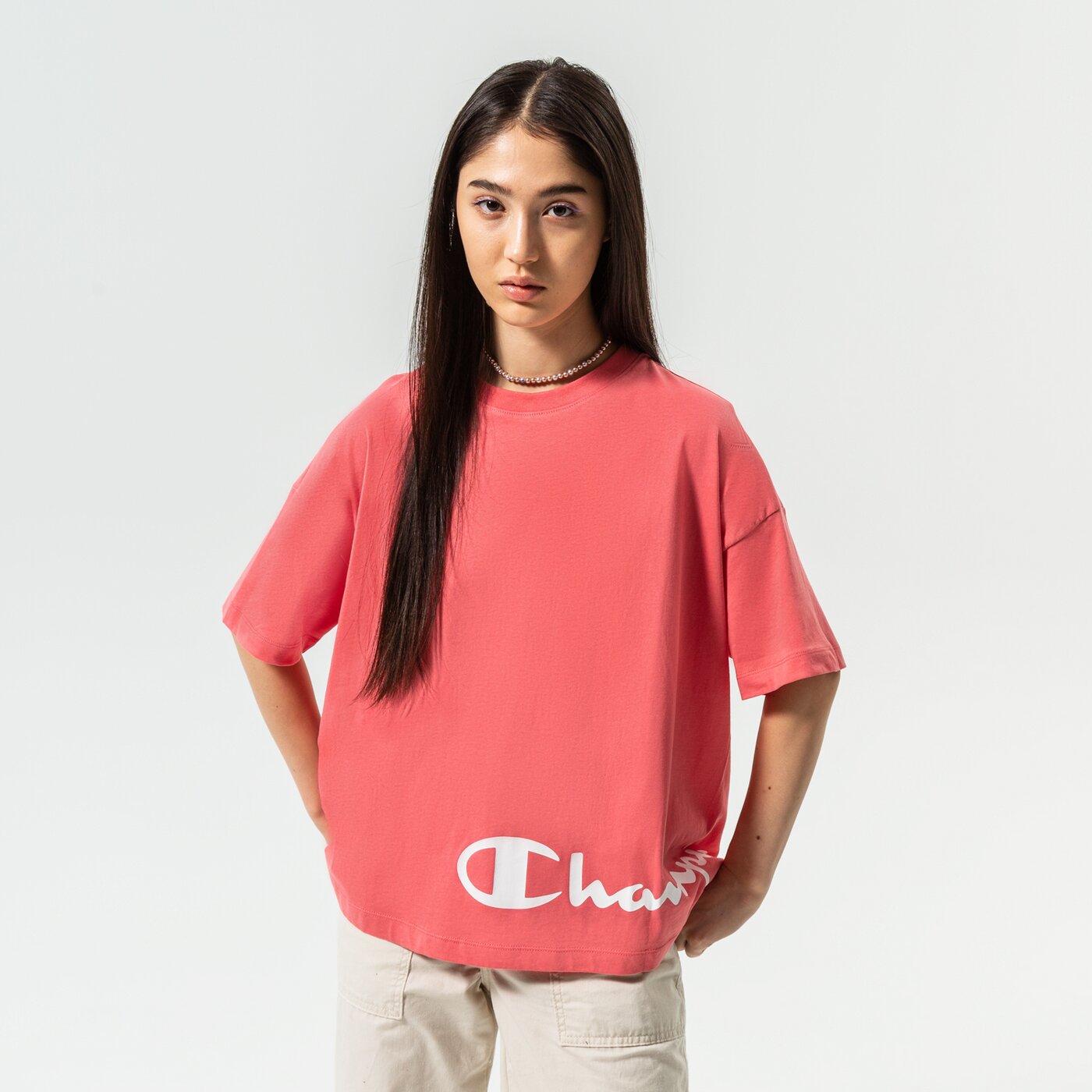 Дамска тениска CHAMPION ТЕНИСКА CREWNECK ТЕНИСКА 115425ps171 цвят розов