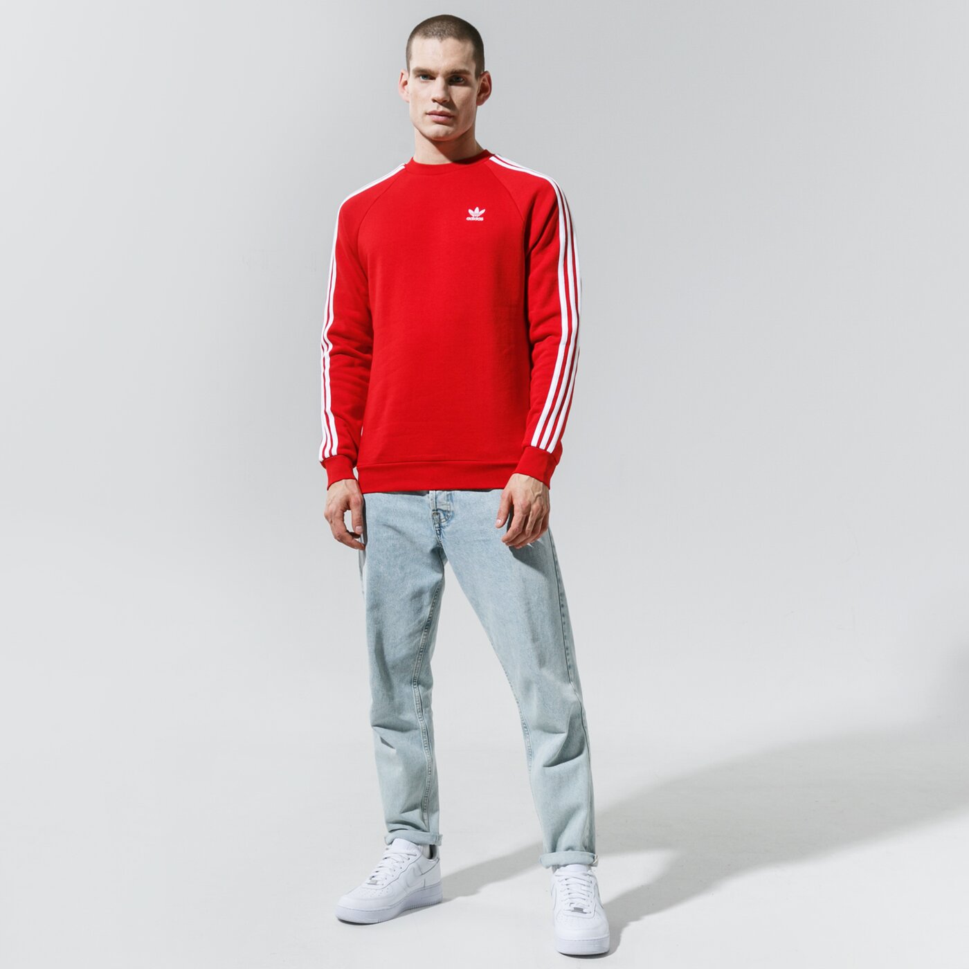 Мъжки суичър ADIDAS СУИТЧЪР 3-STRIPES CREW gn3484 цвят червен