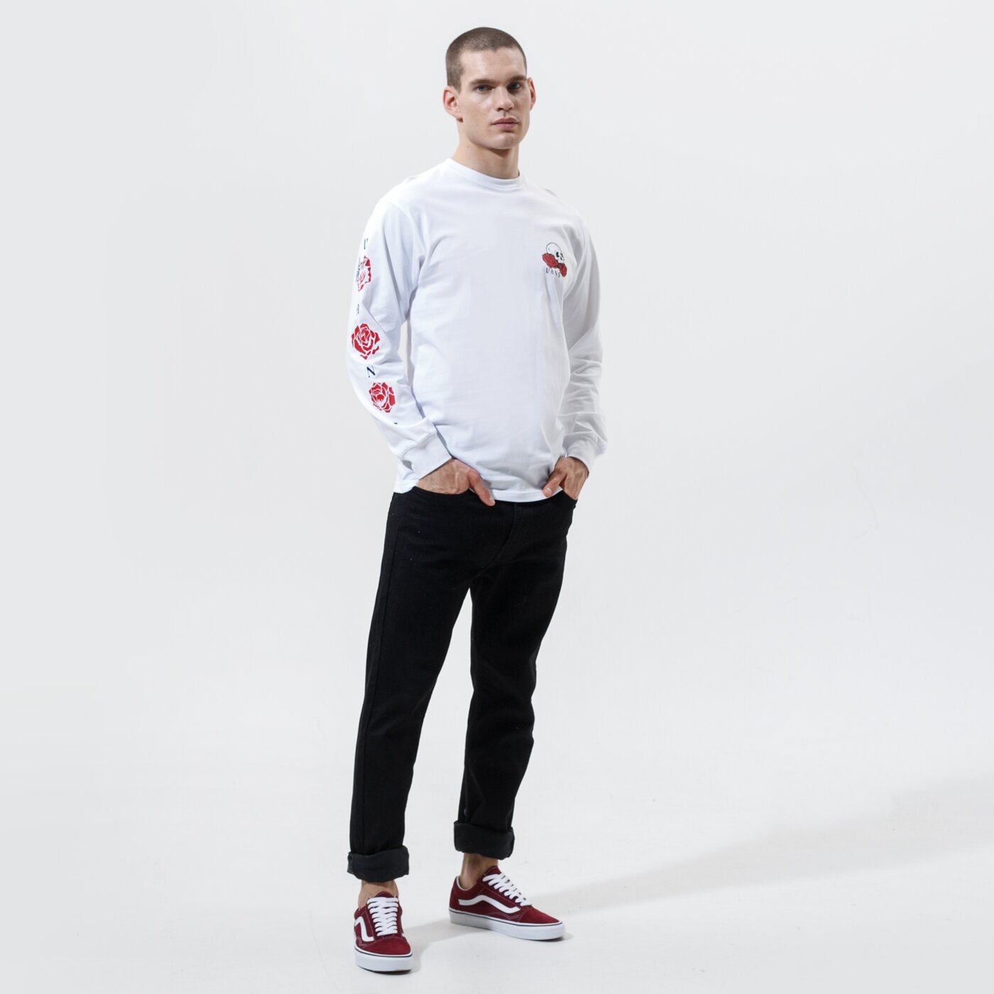 Мъжка тениска VANS ТЕНИСКА MN ROSE BED LS WHITE vn0a54dmwht1 цвят бял
