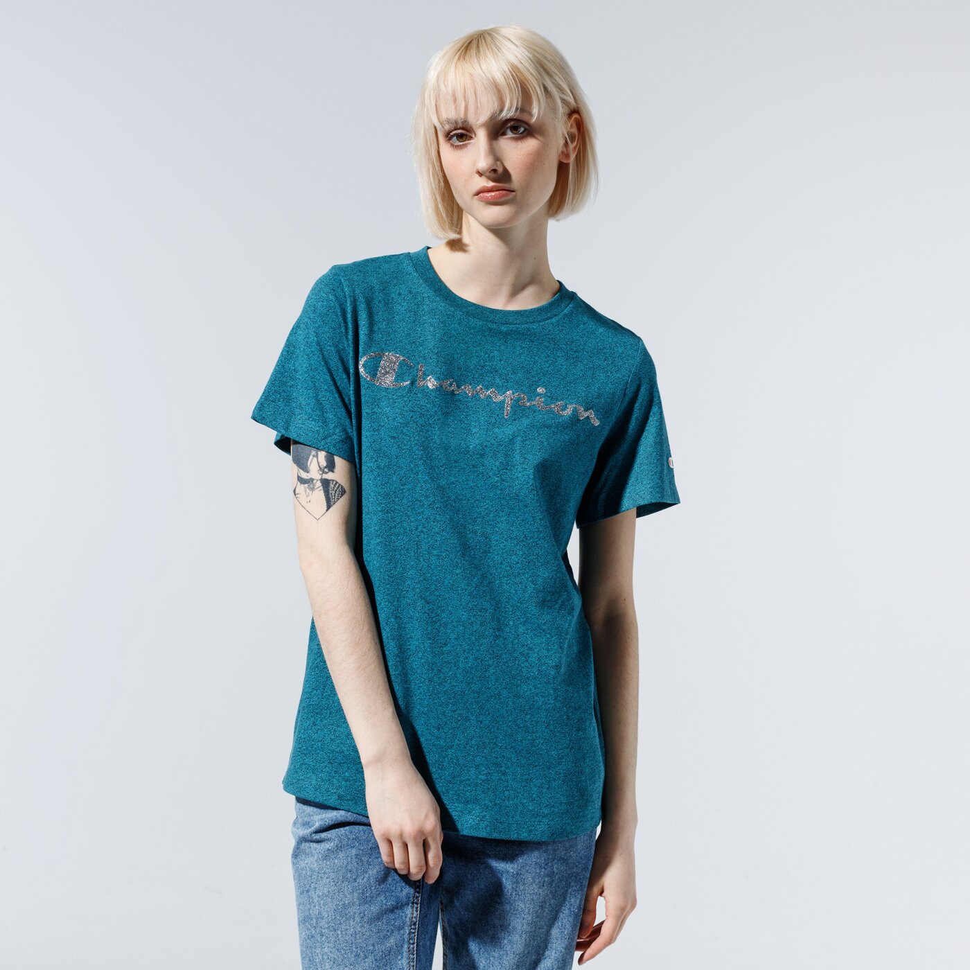 Дамска тениска CHAMPION ТЕНИСКА LADY SHINE LOGO TEE 113863gs555 цвят зелен