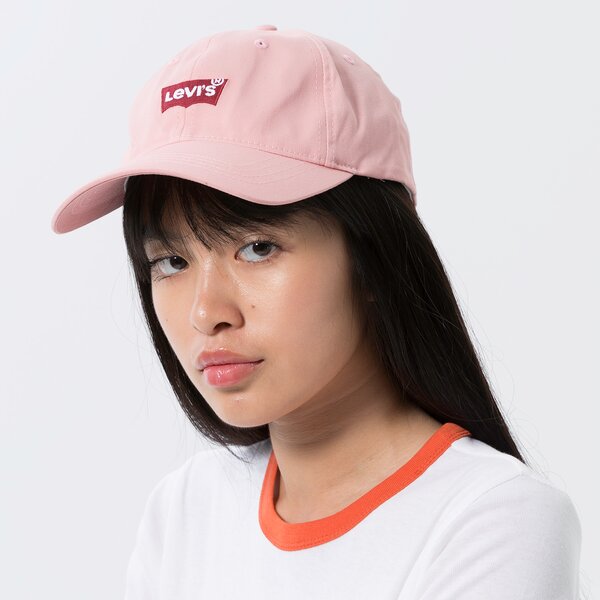 Дамска шапка с козирка LEVI'S ШАПКА MID BATWING BASEBALL CAP d5460-0004 цвят розов