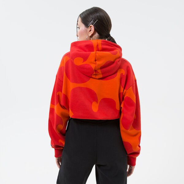 Дамски суичър ADIDAS СУИТЧЪР С КАЧУЛКА MMK CROP HOODIE CORANG hj7306 цвят коралов
