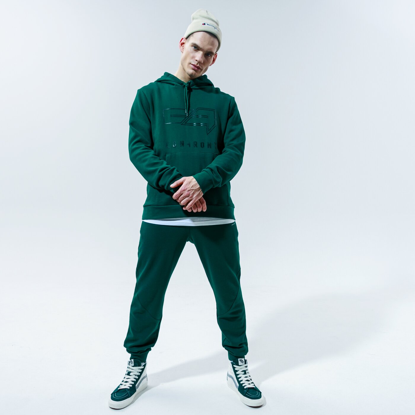 Мъжки суичър CONFRONT СУИТЧЪР С КАЧУЛКА BIG LOGO HOODY cf320blm38002 цвят зелен