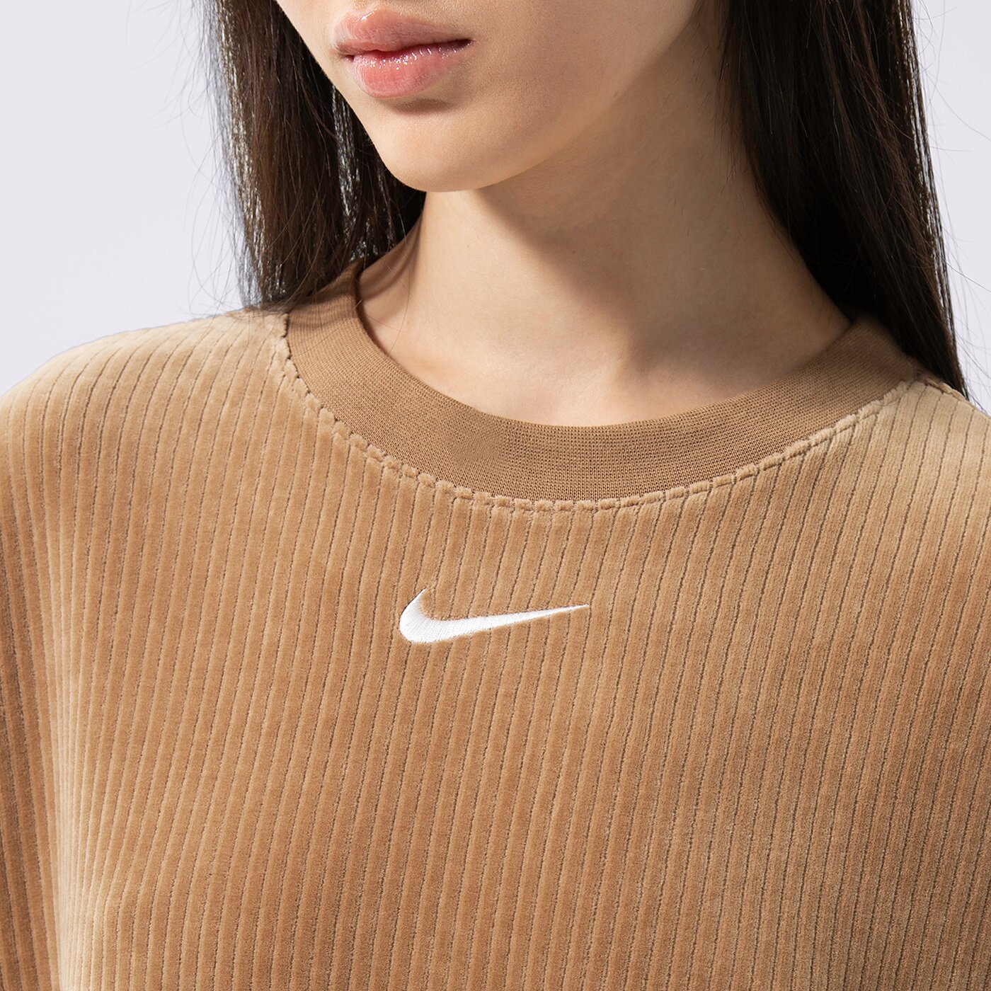 Дамски NIKE РОКЛЯ W NSW VLR LS CRW АНЦУГS dq6106-258 цвят кафяв