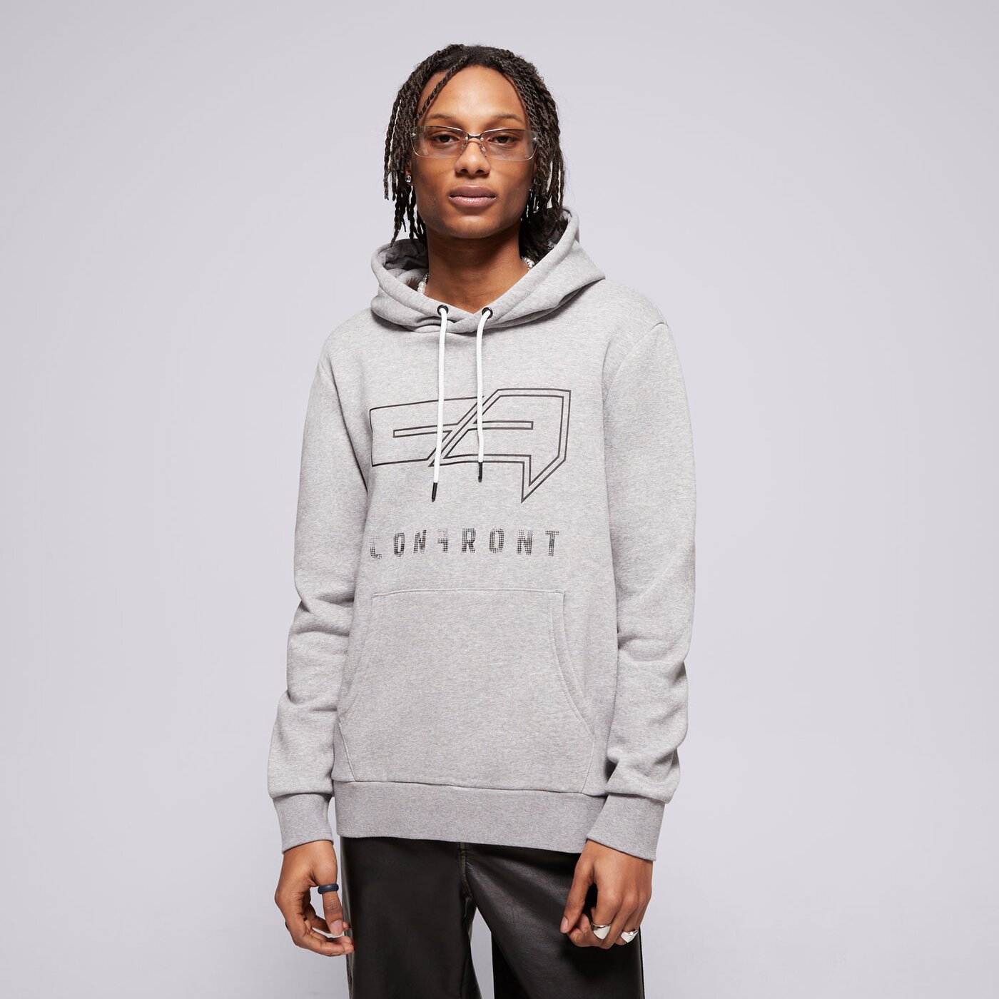 Мъжки суичър CONFRONT СУИТЧЪР С КАЧУЛКА LOGO HOODY GREY  cf121blm24002 цвят сив