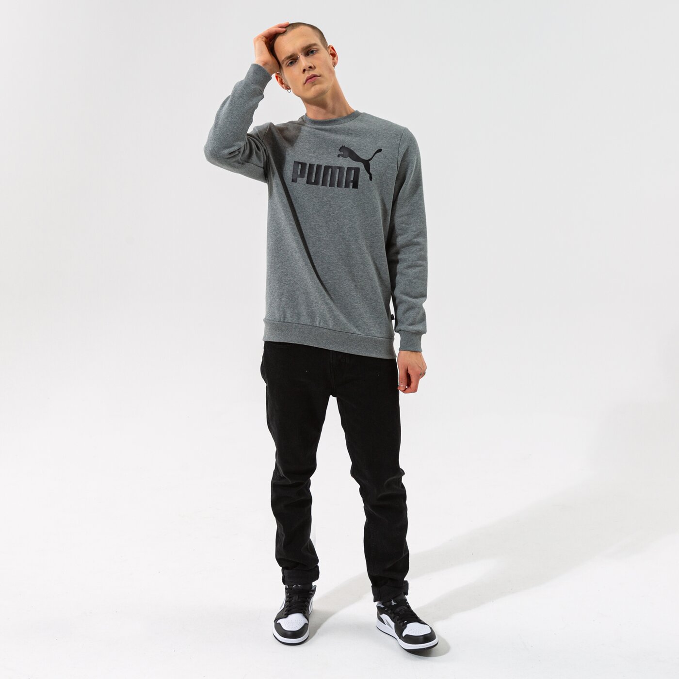 Мъжки суичър PUMA СУИТЧЪР ESS BIG LOGO CREW FL - MEDIUM GRAY HEATHER 58667803 цвят сив