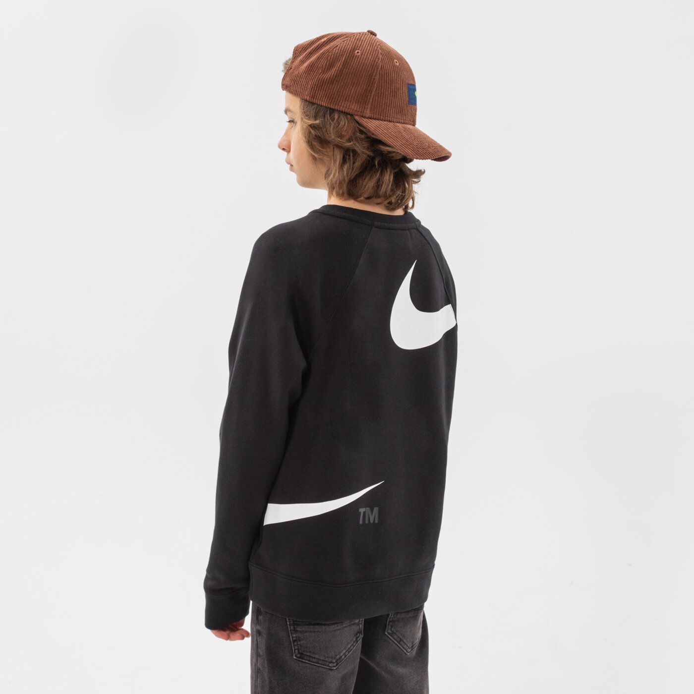 Детски суичър NIKE СУИТЧЪР B NSW FLC SWOOSH CREW BOY dd8726-010 цвят черен