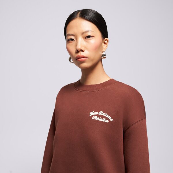 Дамски суичър NEW BALANCE СУИТЧЪР LINEAR HERITAGE FLEECE CREW wt53516rok цвят кафяв