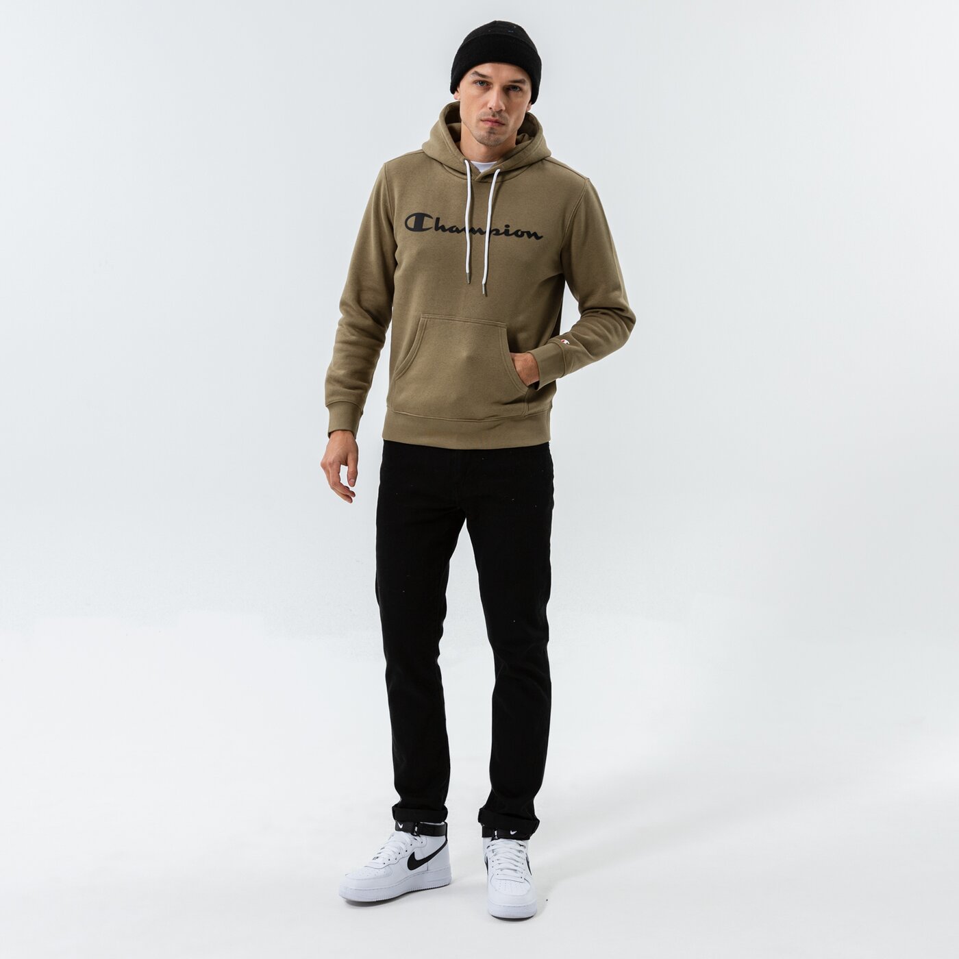 Мъжки суичър CHAMPION СУИТЧЪР С КАЧУЛКА HOODED SWEATSHIRT 214743gs044 цвят каки