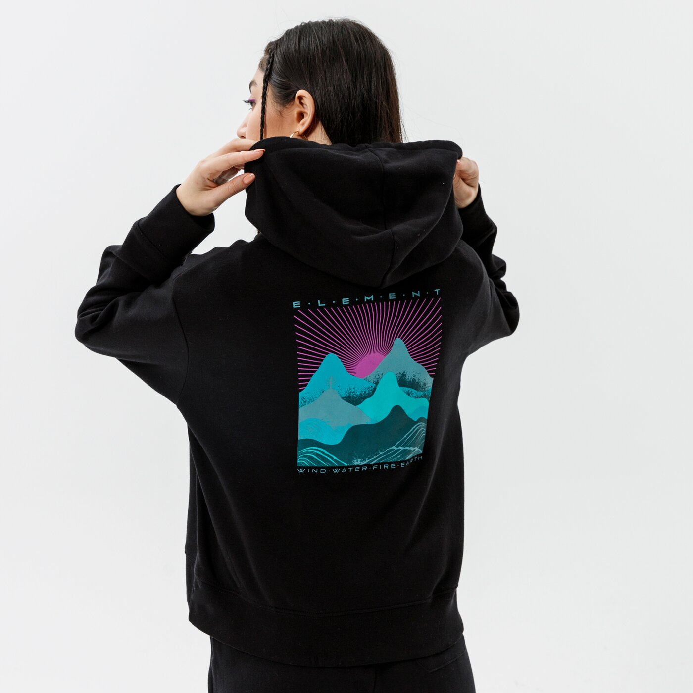 Дамски суичър ELEMENT СУИТЧЪР С КАЧУЛКА LAHOTAN HOOD W z3hob43732 цвят черен