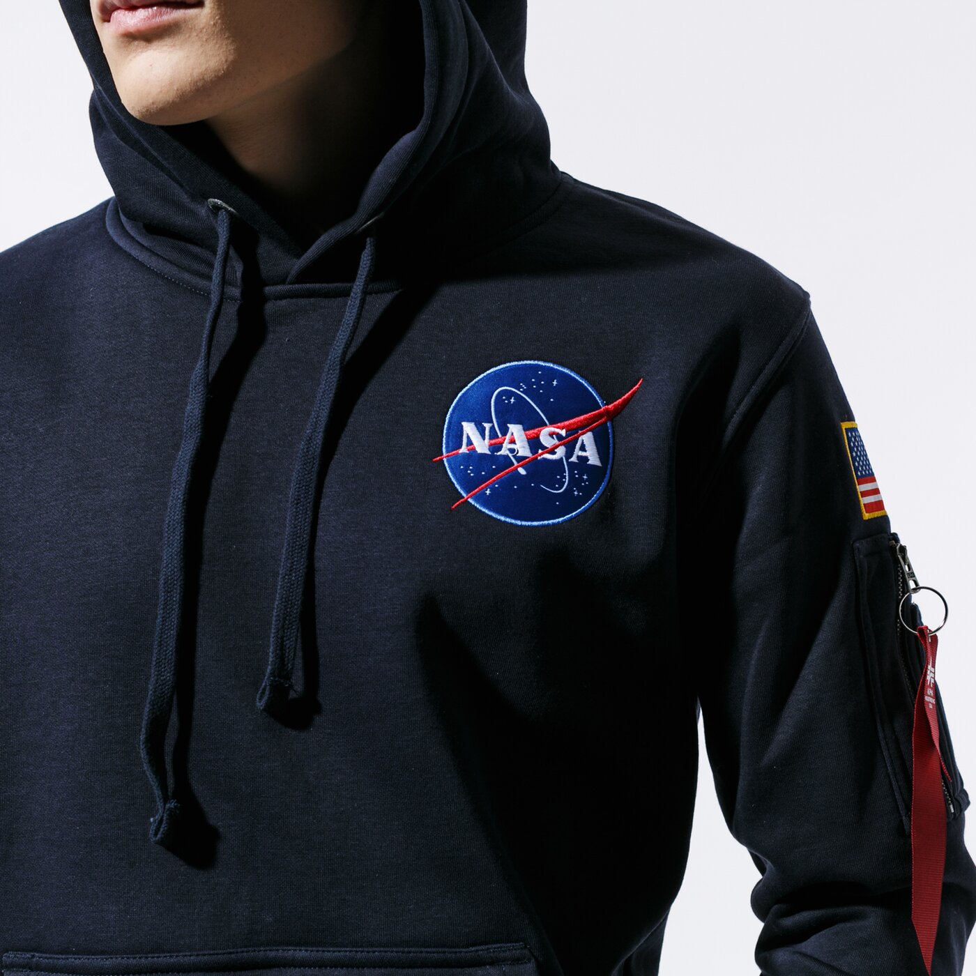 Мъжки суичър ALPHA INDUSTRIES СУИТЧЪР С КАЧУЛКА SPACE SHUTTLE HOODY 178317-07 цвят тъмносин