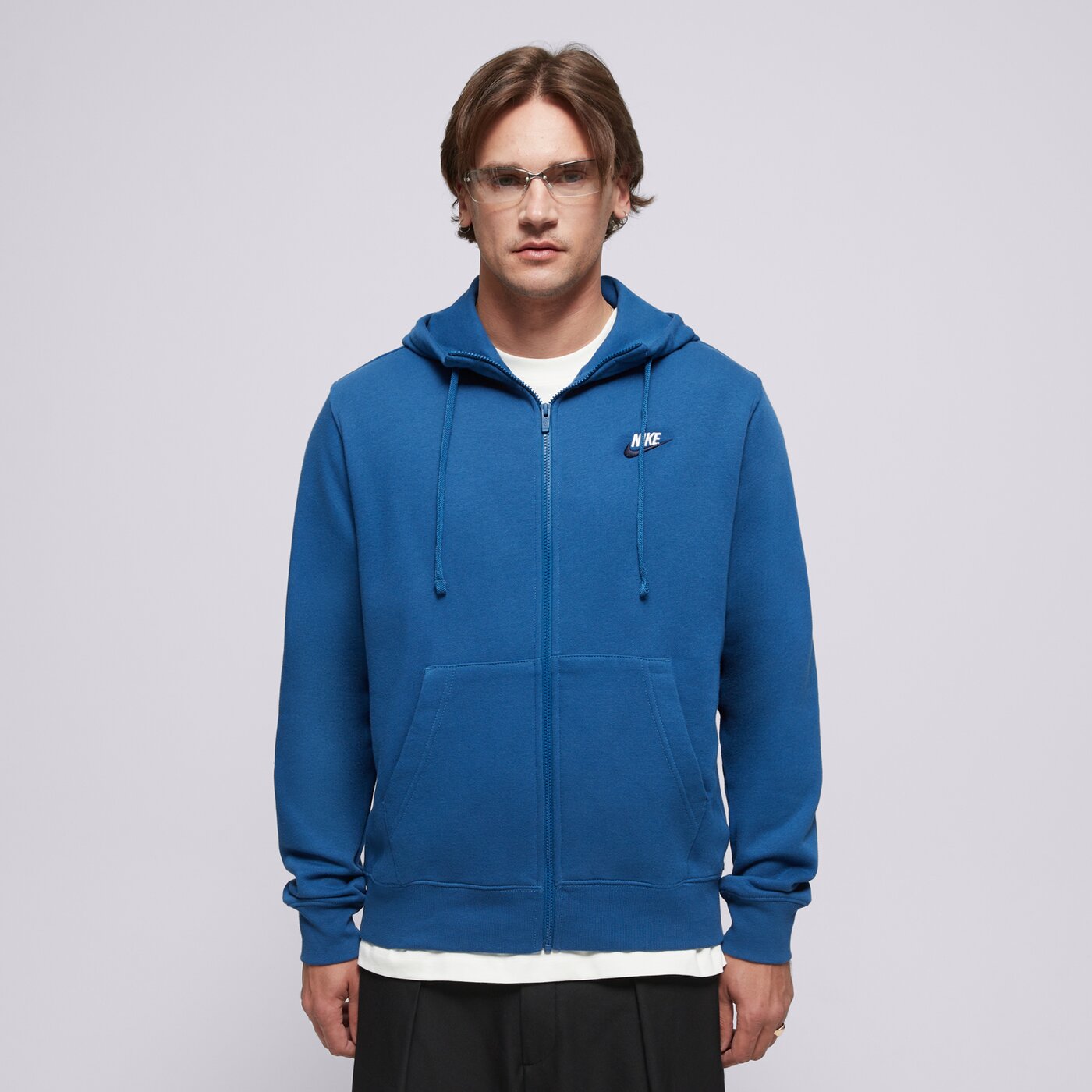 Мъжки суичър NIKE СУИТЧЪР СЪС ЗАКОПЧАВАНЕ С   КАЧУЛКА M NSW CLUB DT HDFZ dq8384-476 цвят син