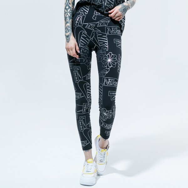 Дамски панталони NIKE КЛИН W NSW ICN CLSH HR TIGHT AOP cu6861-010 цвят черен