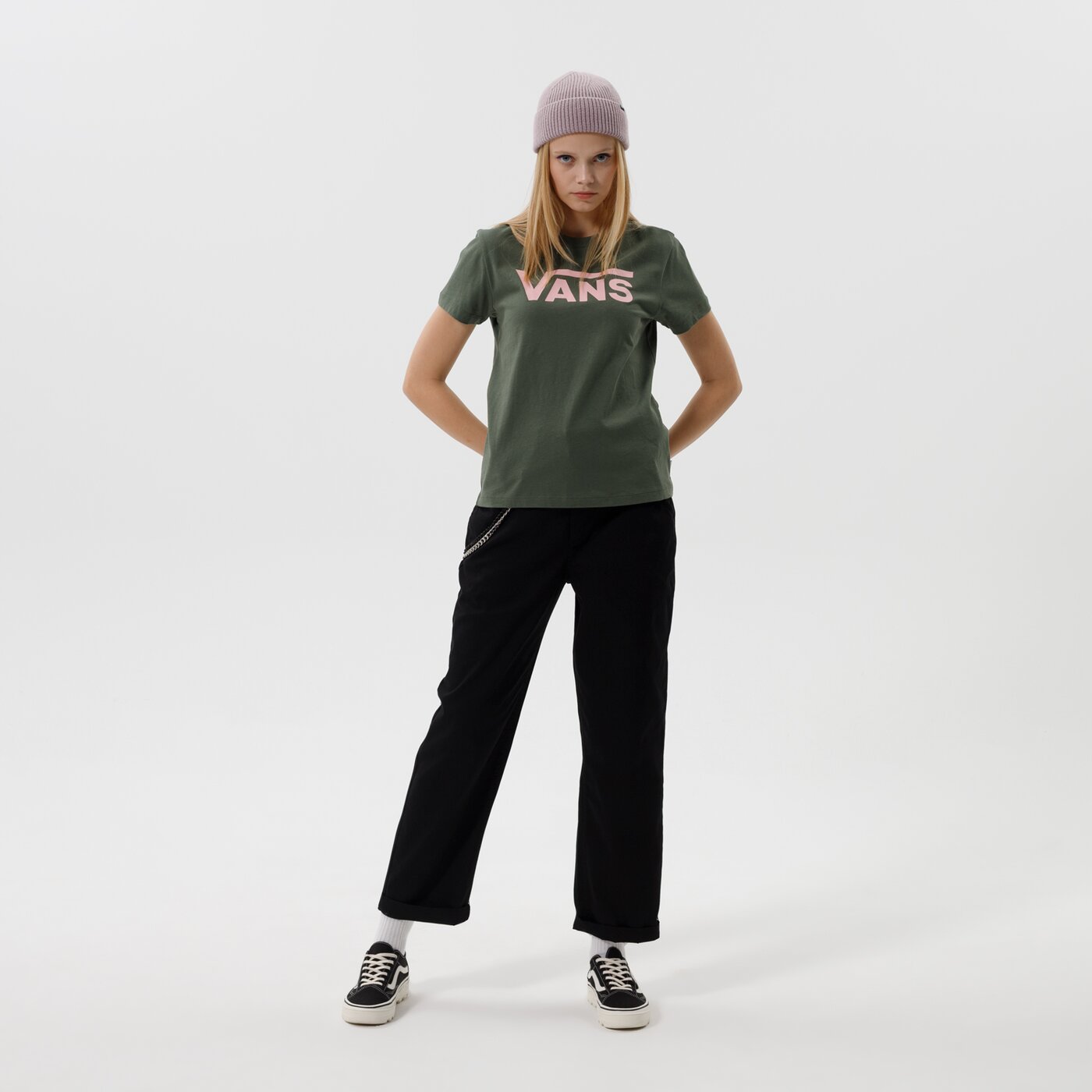 Дамска тениска VANS ТЕНИСКА FLYING V CREW TEE vn0a3up47wj1 цвят зелен