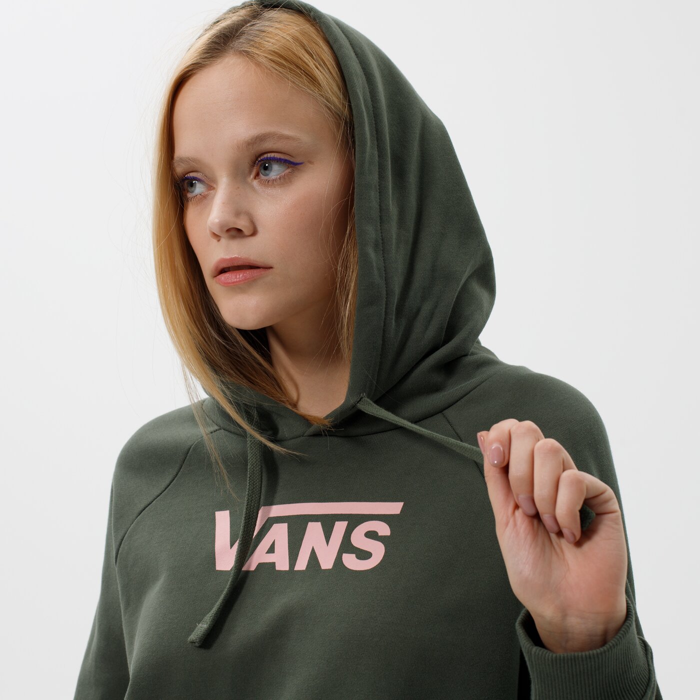 Дамски суичър VANS СУИТЧЪР С КАЧУЛКА FLYING V FT BOXY HOODIE vn0a4bg37wj1 цвят зелен