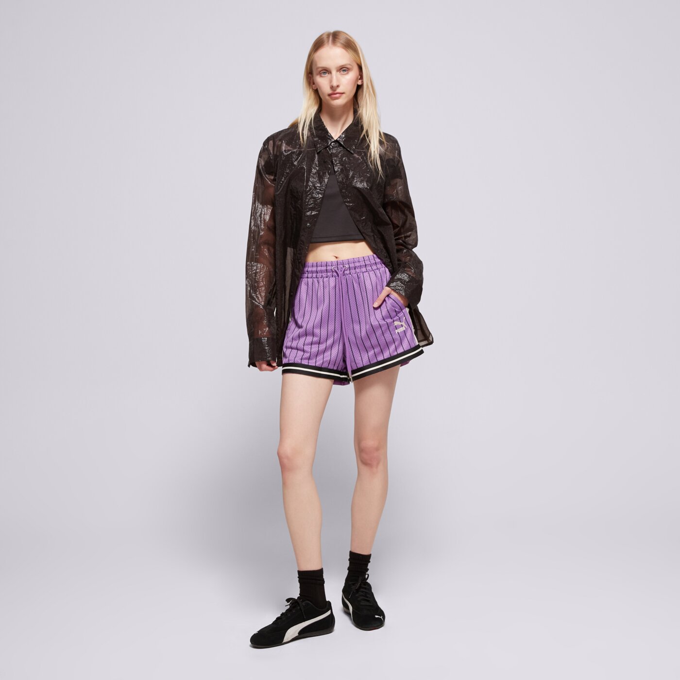 Дамски къси панталони PUMA ШОРТИ T7 FOR THE FANBASE MESH 62434550 цвят виолетов