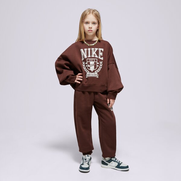 Детски суичър NIKE СУИТЧЪР G NSW TREND FLC CREW PRNT GIRL fz4722-227 цвят кафяв