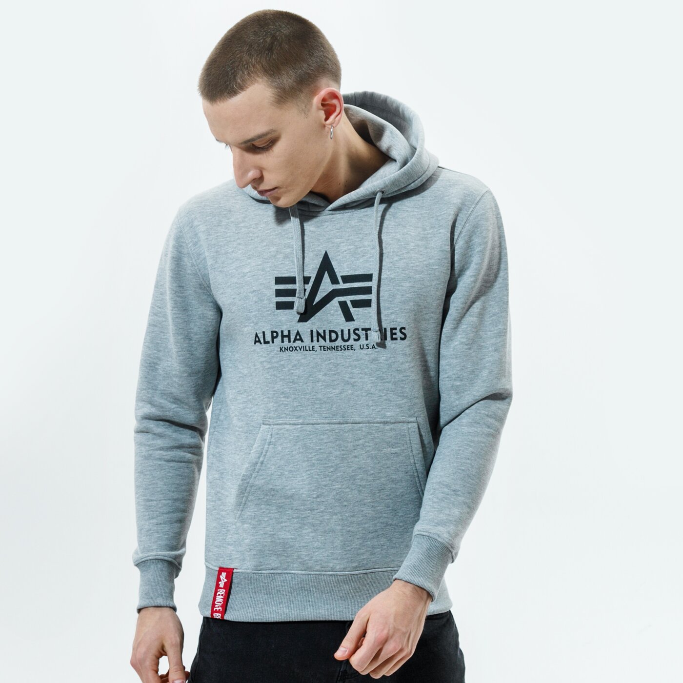 Мъжки суичър ALPHA INDUSTRIES СУИТЧЪР С КАЧУЛКА BASIC HOODY 178312-17 цвят сив