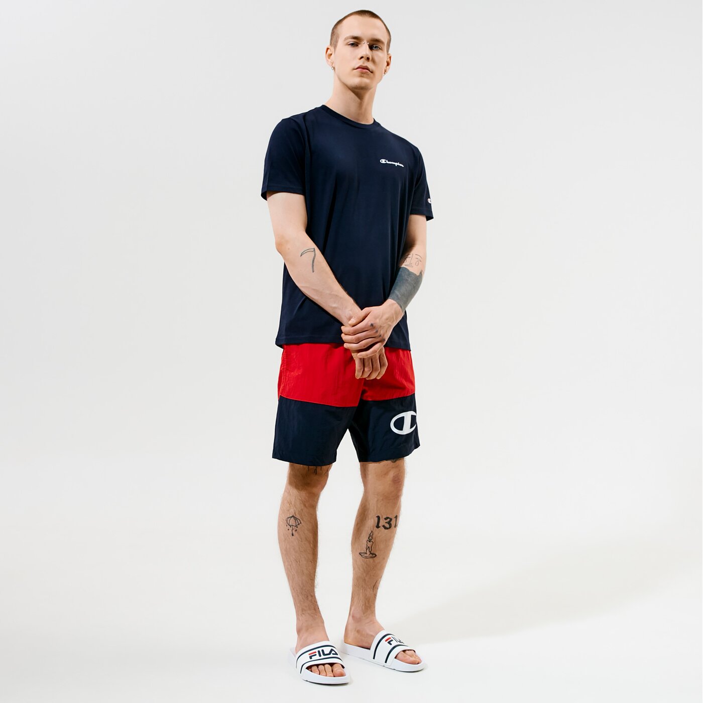 Мъжки къси панталони CHAMPION ШОРТИ BEACHSHORT 216070rs046 цвят червен