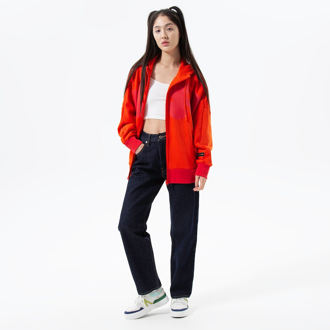 Дамски суичър ADIDAS СУИТЧЪР СЪС ЗАКОПЧАВАНЕ   С КАЧУЛКА MMK CORANG hj7304 цвят коралов