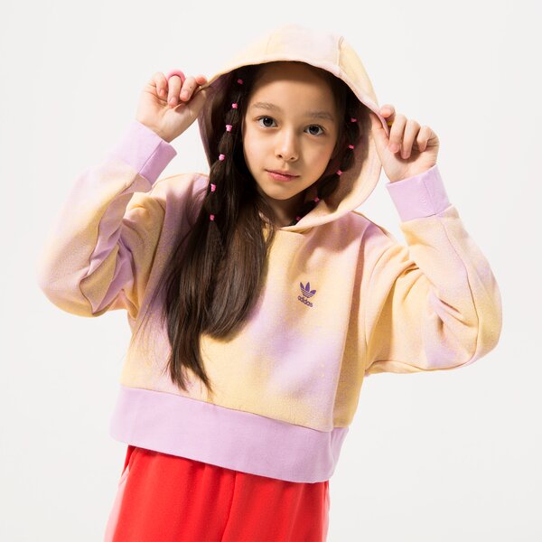 Детски суичър ADIDAS СУИТЧЪР С КАЧУЛКА CROP HOODIE GIRL hk2942 цвят розов
