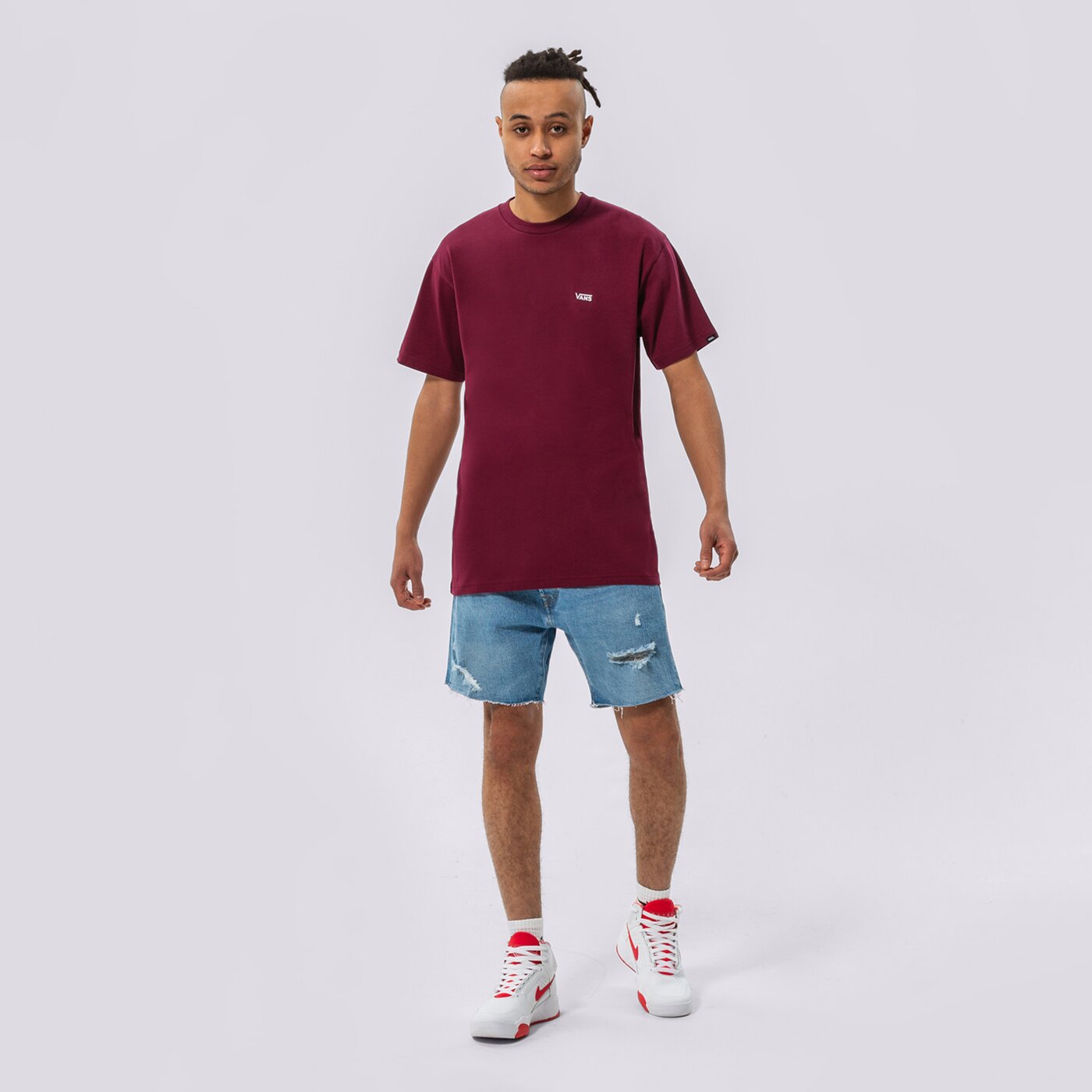 Мъжка тениска VANS ТЕНИСКА MN LEFT CHEST LOGO TEE BURGUNDY vn0a3czebrg1 цвят бордо