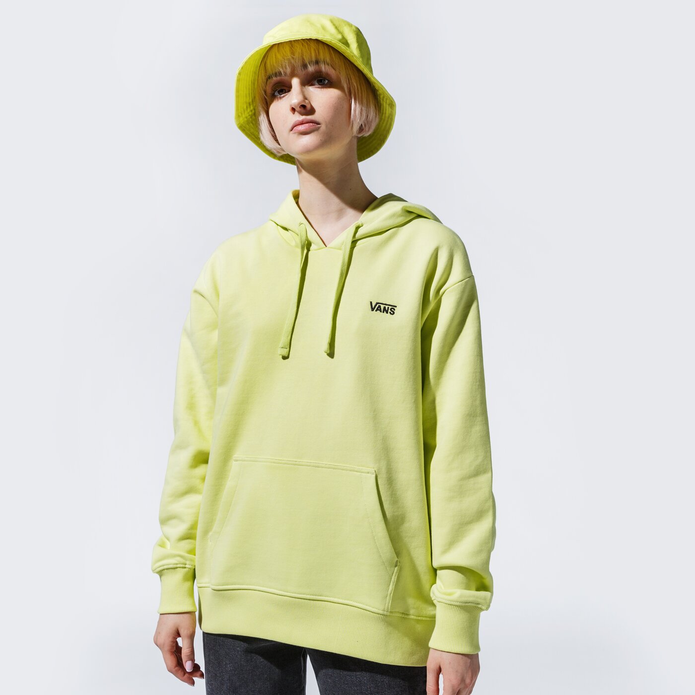 Дамски суичър VANS СУИТЧЪР С КАЧУЛКА WM FLYING V BF FT HOODIE SUNNY LIME vn0a5ar4tcy1 цвят зелен