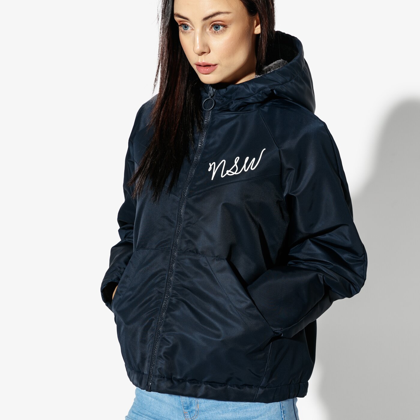 Дамско зимно яке NIKE ЯКЕ W NSW NSW JKT FZ SHERPA 941907-027 цвят тъмносин