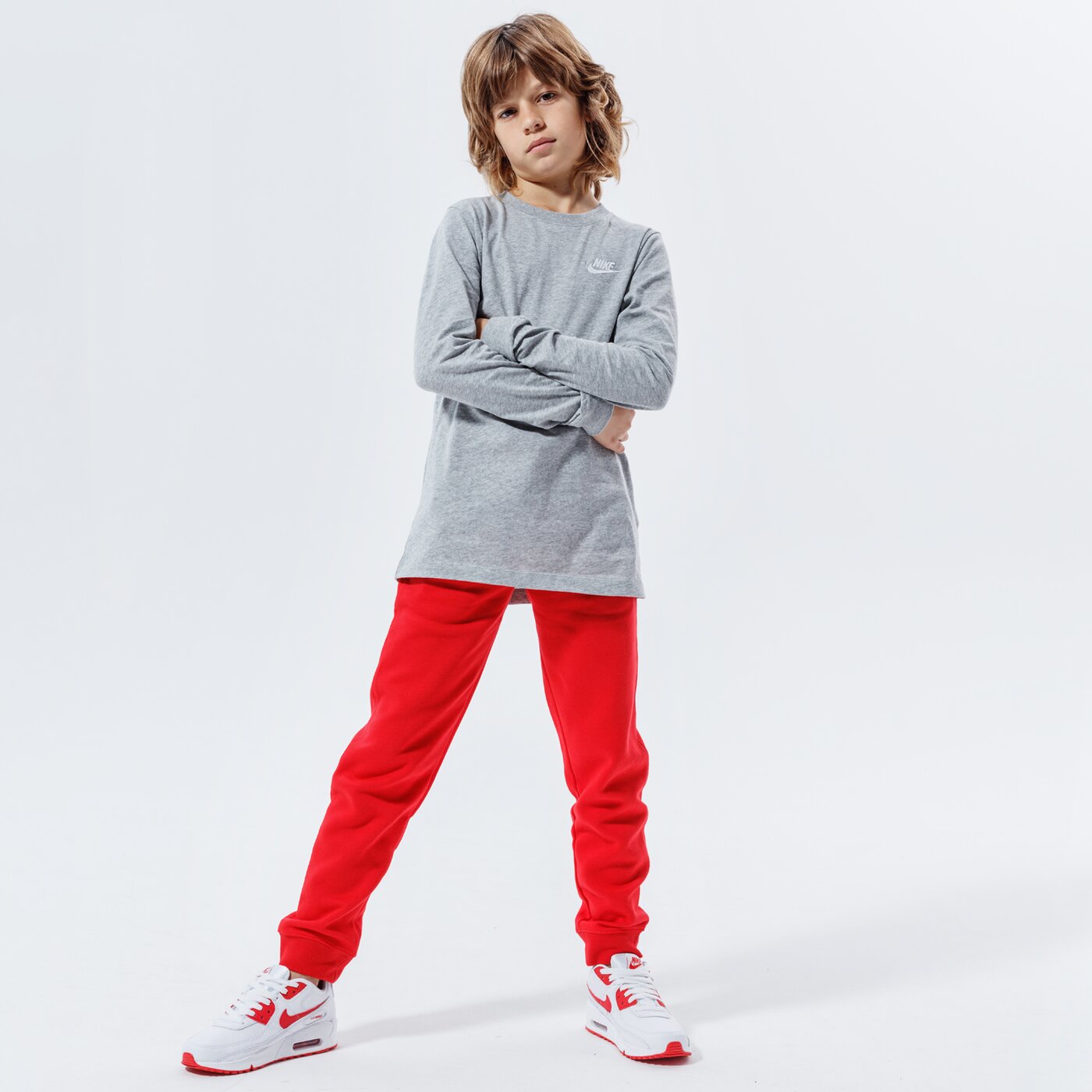 Детска тениска NIKE ТЕНИСКА B NSW TEE LS EMB FUTURA cz1855-064 цвят сив