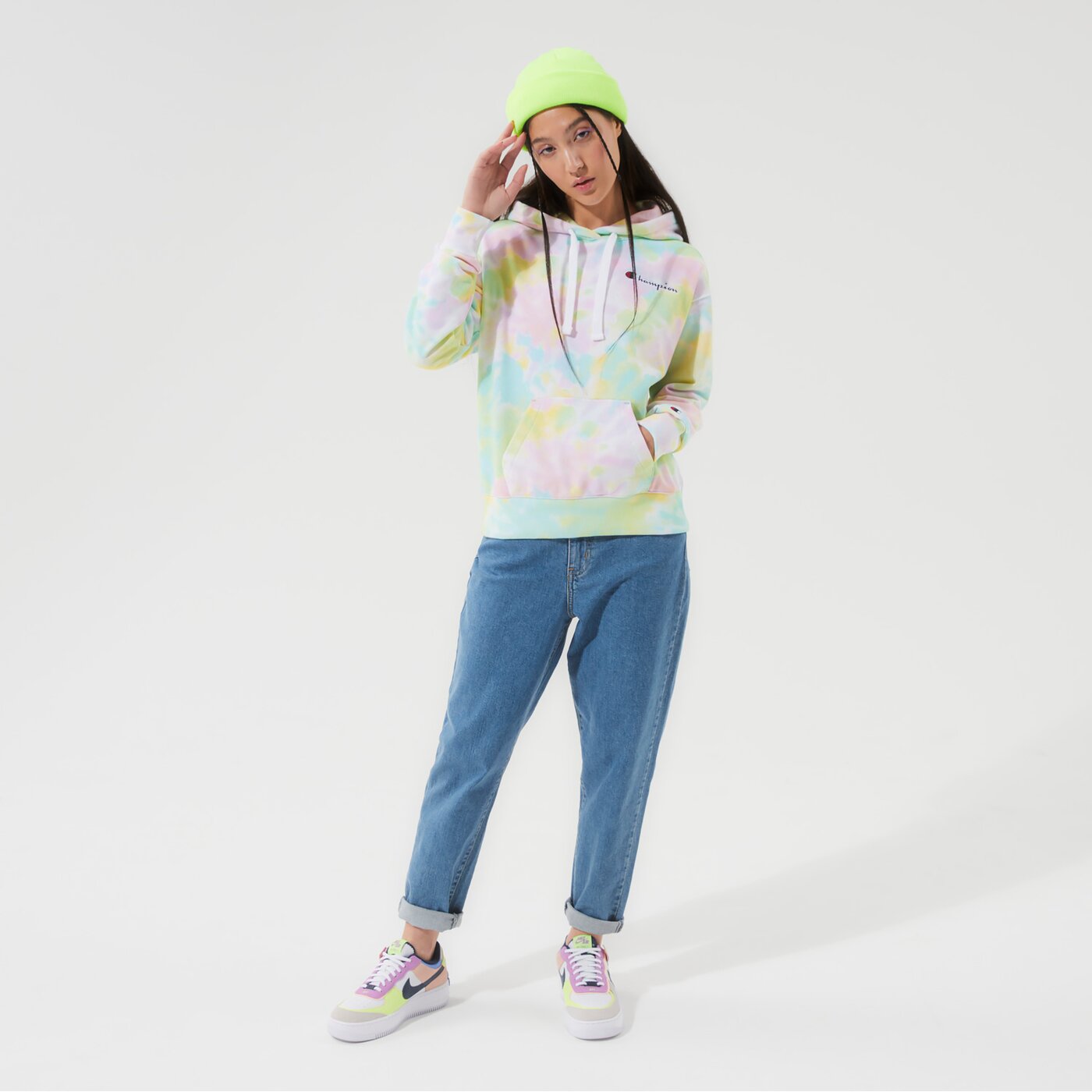 Дамски суичър CHAMPION СУИТЧЪР С КАЧУЛКА HOODED SWEATSHIRT 113934wl002 цвят многоцветен